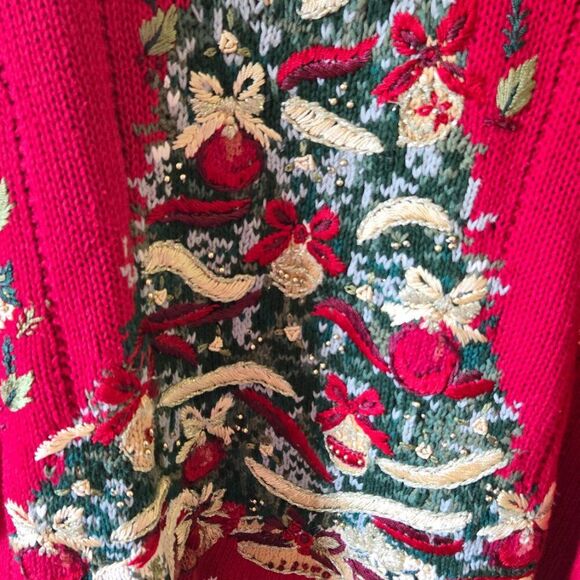 Vintage UGLY SWEATER Tiara Red Women's Ugly Christmas Sweater XL - Picture 2 of 5